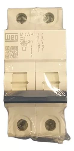 Disjuntor Bipolar 32A Curva C Weg C32 Mini DIN 5kA MDWP (15265726)
