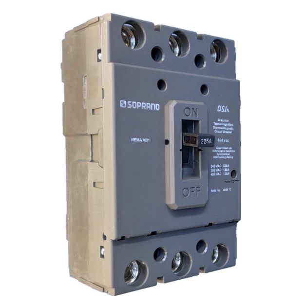 Disjuntor Caixa Moldada Trifásico 225Amperes Dsj c/borne 05123.2225.31) Soprano