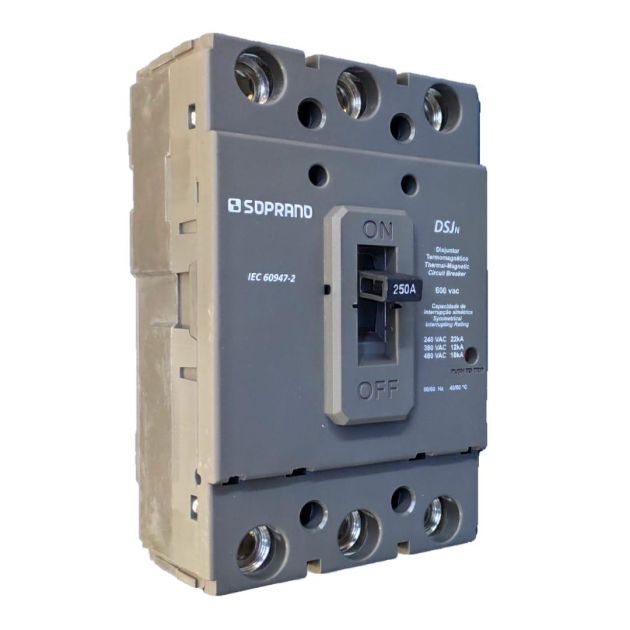 Disjuntor Caixa Moldada Trifásico 250Amperes Dsj com borne (05123.2250.31) Soprano
