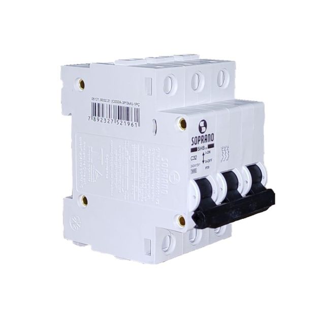 Disjuntor DIN Trifásico 32amperes shb3-c32a (05121.0032.31) Soprano