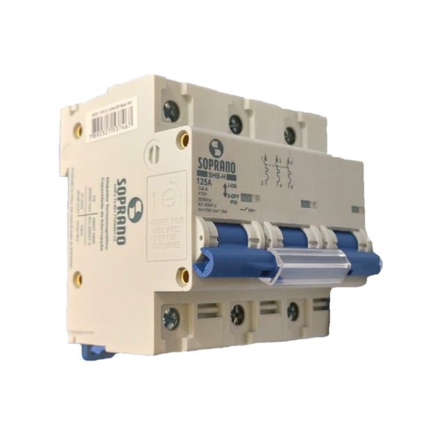 Disjuntor Din Trifásico 125Amperes Shb3-C125A ***10Ka*** (05121.1125.31) Soprano