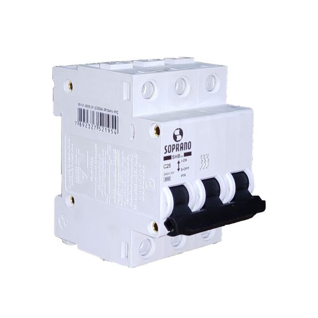 Disjuntor Din Trifásico 25Amperes Shb3-C25A (05121.0025.31) Soprano