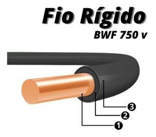 Fio Rígido Sólido 10mm² Preto Rolo 100mt